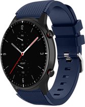 Siliconen Smartwatch bandje - Geschikt voor Strap-it Amazfit GTR 2 siliconen bandje - donkerblauw - GTR 2 - 22mm - Strap-it Horlogeband / Polsband / Armband