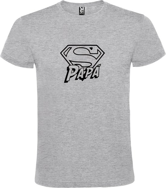 T-shirt Grijs 'Super Papa' Zwart Taille L