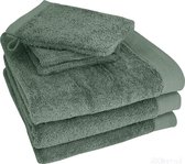 HOOMstyle Badgoedset 3 x Handdoeken 70x140cm en 3 x Washandjes - 100% Katoen 650gr - Groen / Olijf