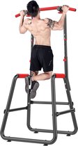 HUXING 2 in 1 Krachtstations - Fitness Opdrukbeugels - Power Tower - multifunctioneel fitness - trainingsapparaat - met optrekstang - voor push-ups, pull-ups, dips, abdominale training -zwart