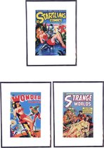SCI-FI Girls (Vintageposters – 3 stuks) (Stripboek, Comic Art, Posters, Kunst, Wall Art Vintage)