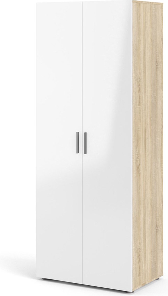 Giga Living Kledingkast Pepe - Naturel/Wit Hoogglans - 79x52x201cm