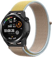 Nylon Smartwatch bandje - Geschikt voor Strap-it Huawei Watch GT Runner nylon band - camel - GT Runner - 22mm - Strap-it Horlogeband / Polsband / Armband