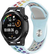 Siliconen Smartwatch bandje - Geschikt voor Strap-it Huawei Watch GT Runner sport band - lichtblauw kleurrijk - GT Runner - 22mm - Strap-it Horlogeband / Polsband / Armband