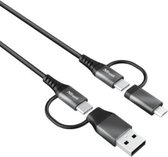 Trust  4-in-1 Oplaadkabel 1 Meter - USB-C USB-Kabel, Micro-USB, USB-C - Apple iPhone - Samsung -  Zwart  23573 GMT