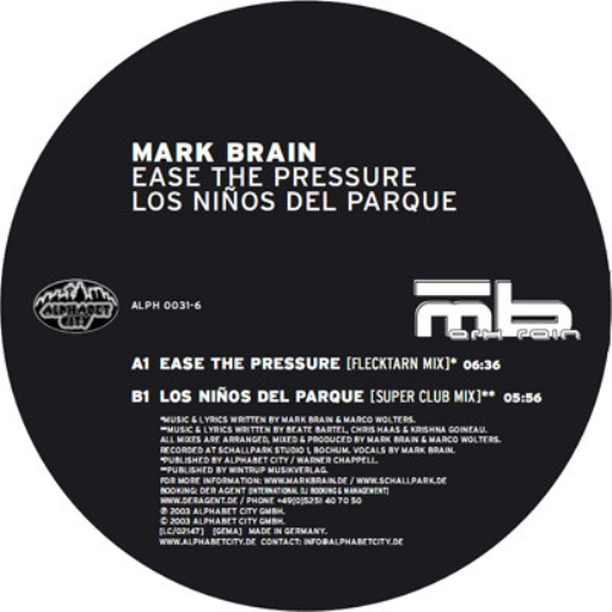 Mark Brain - Ease The Pressure / Los Ninos Del Parque
