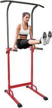 Luxiqo® Krachtstation – Power Tower – Pull Up Station – Krachttrainen – Dip Station – Verstelbaar – Rood