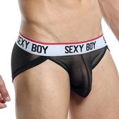 Sexyboy - Mesh Slip Zwart - Maat XL - Bikini Cut - Erotisch Heren Ondergoed - Sexy Mannen Slip
