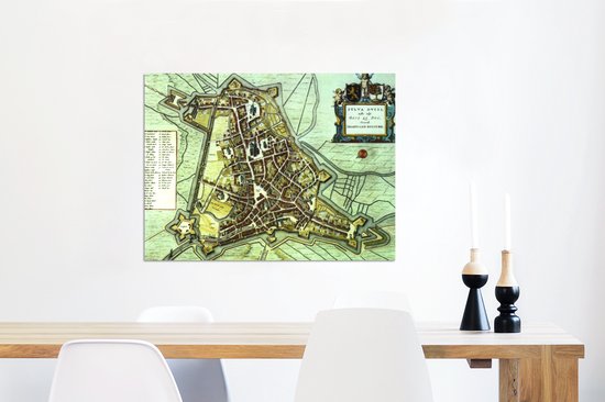 Un ancien plan de la ville historique de 's-Hertogenbosch Aluminium - Carte 80x60 cm - Tirage photo sur aluminium (décoration murale en métal)