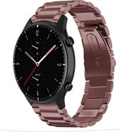 Stalen Smartwatch bandje - Geschikt voor Strap-it Amazfit GTR 2 stalen band - brons-goud - GTR 2 - 22mm - Strap-it Horlogeband / Polsband / Armband
