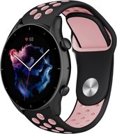 Siliconen Smartwatch bandje - Geschikt voor  Amazfit GTR 3 - Pro sport band - zwart/roze - GTR 3 & GTR 3 Pro - Strap-it Horlogeband / Polsband / Armband