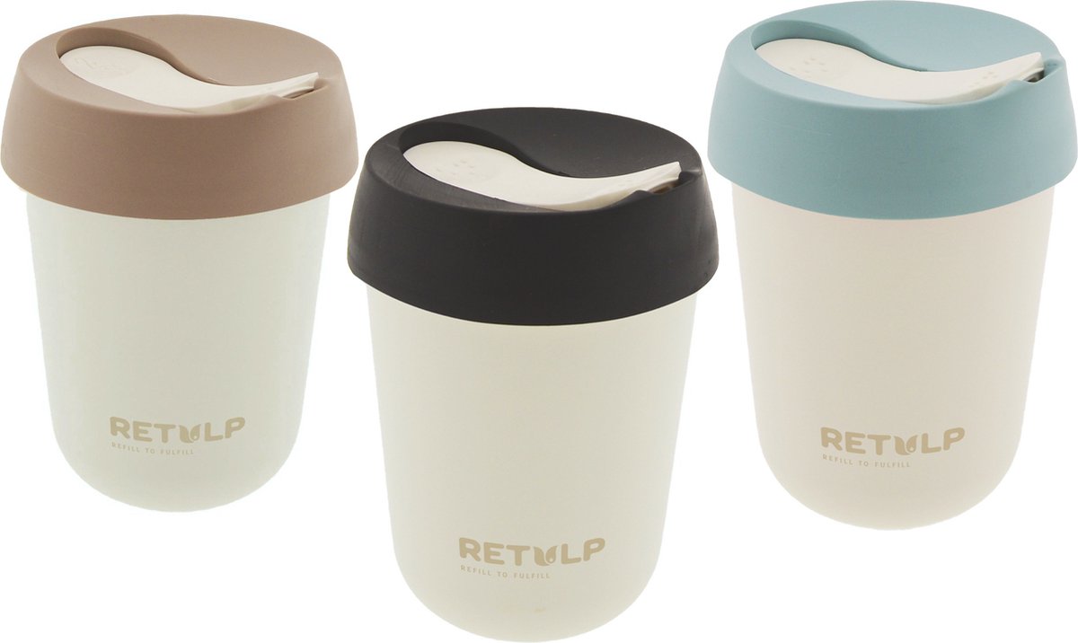 Retulp - voordeelpakket Travel Cup Blue - 275 ml - Travel mug - Mok - Koffiebeker To Go
