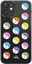 YinYang Bright - Transparant hoesje geschikt voor iPhone 12 hoesje transparant - Shockproof case met emoji YinYang geschikt voor Apple iPhone 12 - Doorzichtig hoesje met opdruk Yin