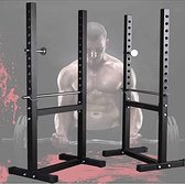 Happygetfit - Fitness Bench Press-apparatuur, Huis- en sportschool, Squatrek Frametype, Halterkruk Halter Gesplitst, half frame Veiligheidsframe, Dubbele staaf Halterrekbank, Multifunctionele