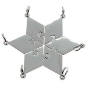 Vriendschapshartje® 6 Puzzelstukjes zes vrienden vriendschapskettingen rvs - bff ketting voor 6 - personaliseer - inclusief graveren