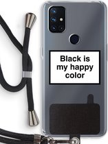 Case Company® - OnePlus Nord N10 5G hoesje met Koord - Black is my happy color - Telefoonhoesje met Zwart Koord - Bescherming aan alle Kanten en Over de Schermrand