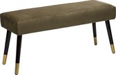 Atmosphera Salome velvet bank - 100 x 35 cm - Kaki - Gouden pootjes