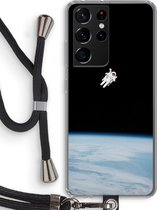 Case Company® - Samsung Galaxy S21 Ultra hoesje met Koord - Alone in Space - Telefoonhoesje met Zwart Koord - Bescherming aan alle Kanten en Over de Schermrand