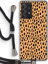 Case Company® - Samsung Galaxy A52 hoesje met Koord - Panter - Telefoonhoesje met Zwart Koord - Bescherming aan alle Kanten en Over de Schermrand