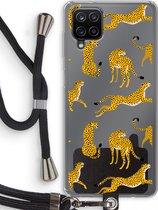 Case Company® - Samsung Galaxy A12 hoesje met Koord - Luipaard - Telefoonhoesje met Zwart Koord - Bescherming aan alle Kanten en Over de Schermrand