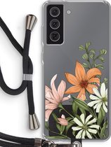Case Company® - Samsung Galaxy S21 FE hoesje met Koord - Floral bouquet - Telefoonhoesje met Zwart Koord - Bescherming aan alle Kanten en Over de Schermrand