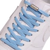 Elastische platte zelf-strik sneaker veters met alu capsule sluiting licht blauw - kinderen / volwassenen/ unisex