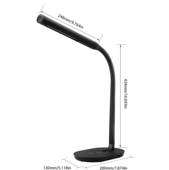 LED-leeslamp aan het bed met USB Type-C opladen 360