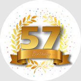 24x Verjaardag ronde stickers 57 jaar - Happy Birthday Feest Stickervellen Kinderen Volwassenen Cadeau Sticker
