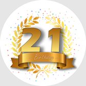 24x Verjaardag ronde stickers 21 jaar - Happy Birthday Feest Stickervellen Kinderen Volwassenen Cadeau Sticker