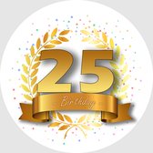 24x Verjaardag ronde stickers 25 jaar - Happy Birthday Feest Stickervellen Kinderen Volwassenen Cadeau Sticker