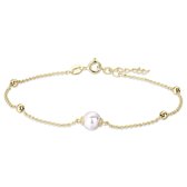Gisser Jewels - Armband VGB014 - 14k geelgoud - met beads en parel - 17 + 3 cm