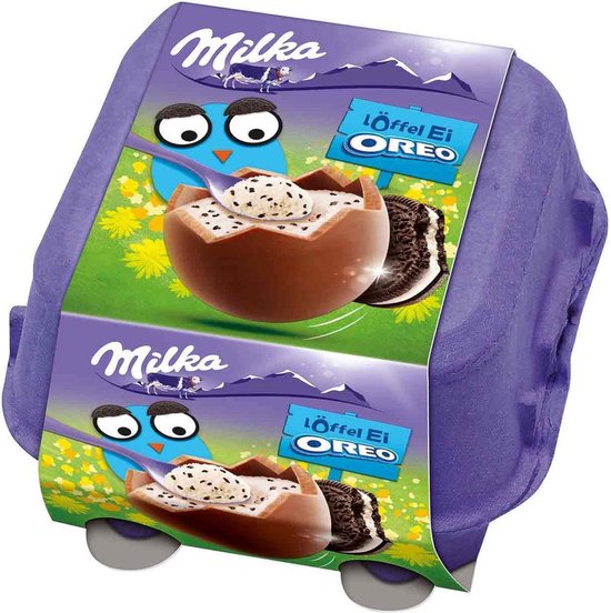 Milka Lepeleitjes OREO-crème - 1 x 4 Paaseieren - 128 gram - pasen - paasdecoratie - chocolade - paaseitjes - Pasen - paasdecoratie