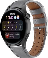 Leer Smartwatch bandje - Geschikt voor  Huawei Watch 3 - Pro bandje leer - grijs - Strap-it Horlogeband / Polsband / Armband