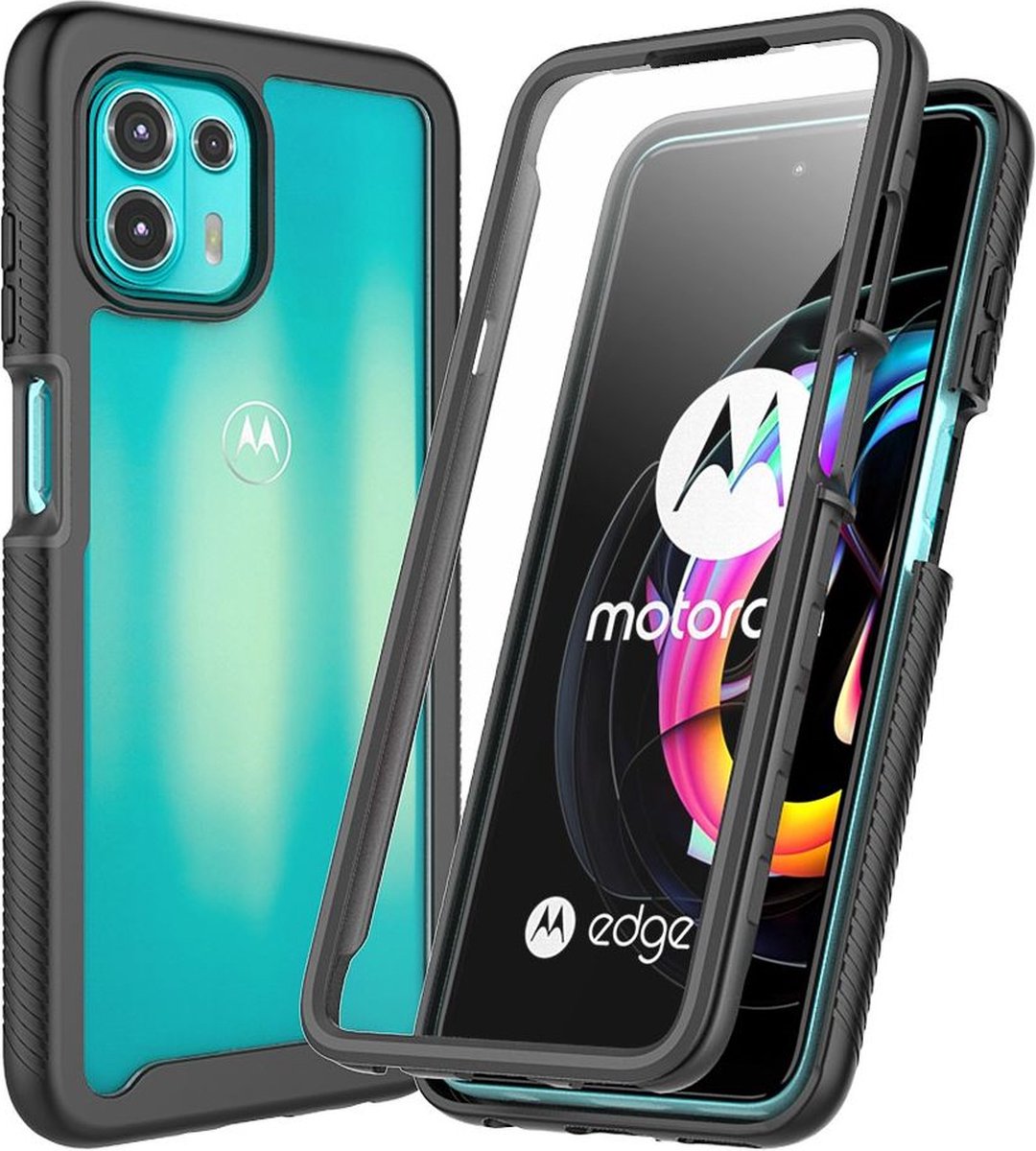 Motorola Edge 20 Lite Hoesje Hybride Full Protect Zwart