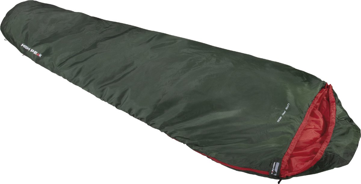 High Peak Lite Pak 1200, lichtgewicht-XL- mummieslaapzak, groen, voor volwassenen, 2-seizoenen (lente-zomer), temperatuur +6°C, ultralicht, warm, inclusief compressiehoes, compackt, ideaal voor  camping, rugzaktours, zomertrekking, wandelen, reizen