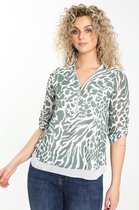 Cassis Dames Hemd met luipaardprint en ritshals - Blouse - Maat 38