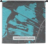Wandkleed - Wanddoek - Plattegrond - Stadskaart - Nederland - Water - Kaart - Ankeveense Plassen - 180x180 cm - Wandtapijt