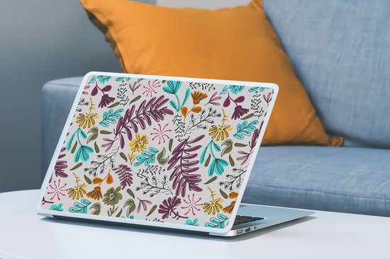 Sticker pour ordinateur portable - 15,6 pouces - Fleurs - Feuilles - Motif