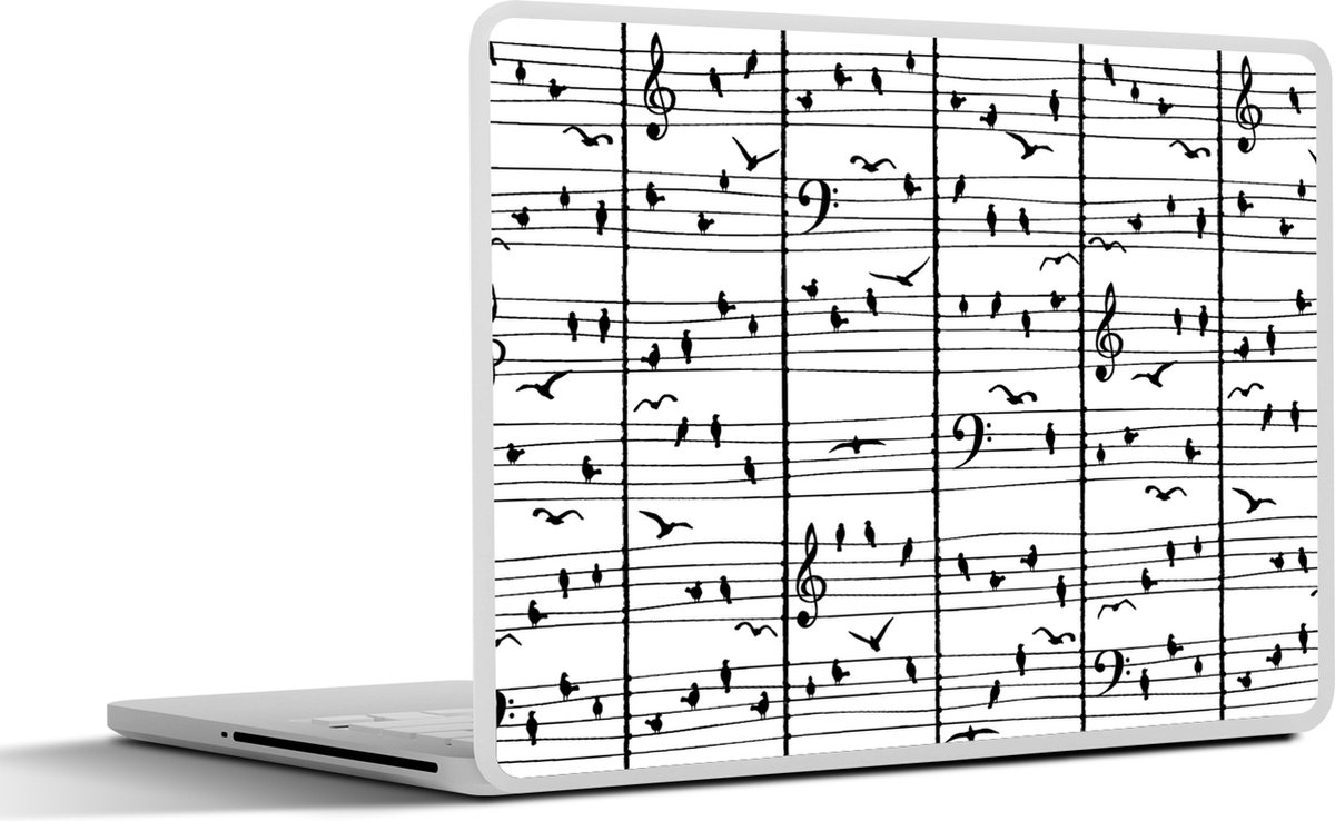 Laptop sticker - 10.1 inch - Patroon - Vogel - Muziek - 25x18cm - Laptopstickers - Laptop skin - Cover