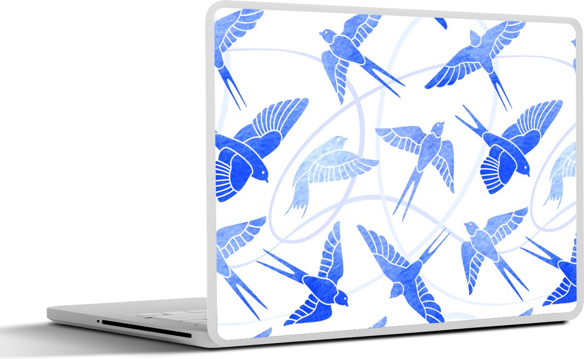 Laptop sticker - 14 inch - Patroon - Blauw - Vogel - 32x5x23x5cm - Laptopstickers - Laptop skin - Cover
