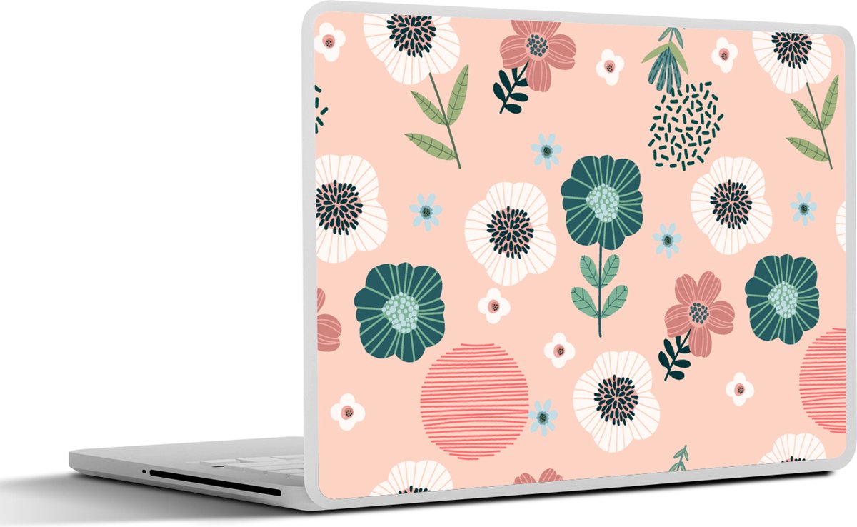 Décoration adhésive pour ordinateur portable motif floral gris et