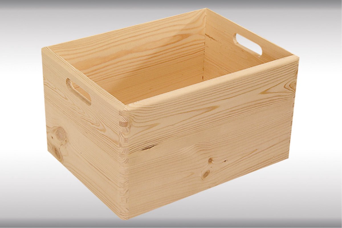 Houten kist, stapelbaar, 40x30x23 cm, handgrepen, FSC®-gecertificeerd hout
