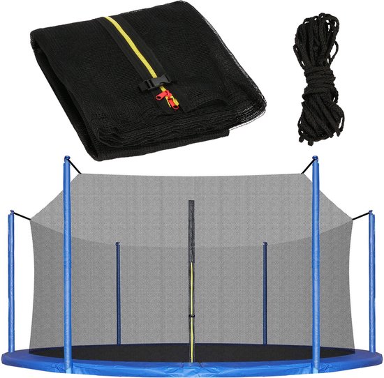 Springos Veiligheidsnet Trampoline | Trampoline Net | Geschikt voor 8 Palen | Ø 366 cm | Zwart