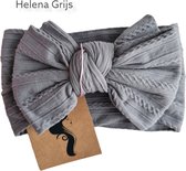 Helena Grijs - Grote zachte XXL strik brede baby / kind haarband - zacht comfortabel - meisje haaraccessoires - 1 tot 6 jaar - cadeautip