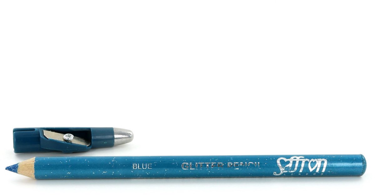 Saffron Glitter Oogpotlood - Blue (met puntenslijper)