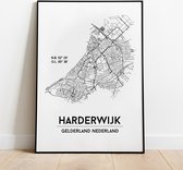 Harderwijk city poster, A3 zonder lijst, plattegrond poster, woonplaatsposter, woonposter
