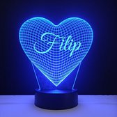 3D LED Lamp - Hart Met Naam - Filip