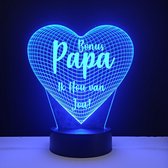 3D LED Lamp - Hart Met Tekst - Bonus Papa Ik Hou Van Jou