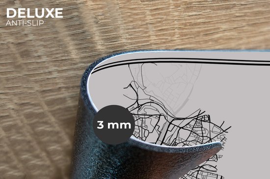 Set de table - Napperons plastique - France - Plan de la ville - Wit Zwart - Angers - Carte - Carte - 45x30 cm - 6 pièces - Résistant à la chaleur - Antidérapant - Sous-couche - Amovible