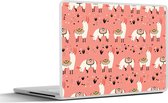 Laptop sticker - 10.1 inch - Lama - Kinderen - Roze - Patroon - 25x18cm - Laptopstickers - Laptop skin - Cover
